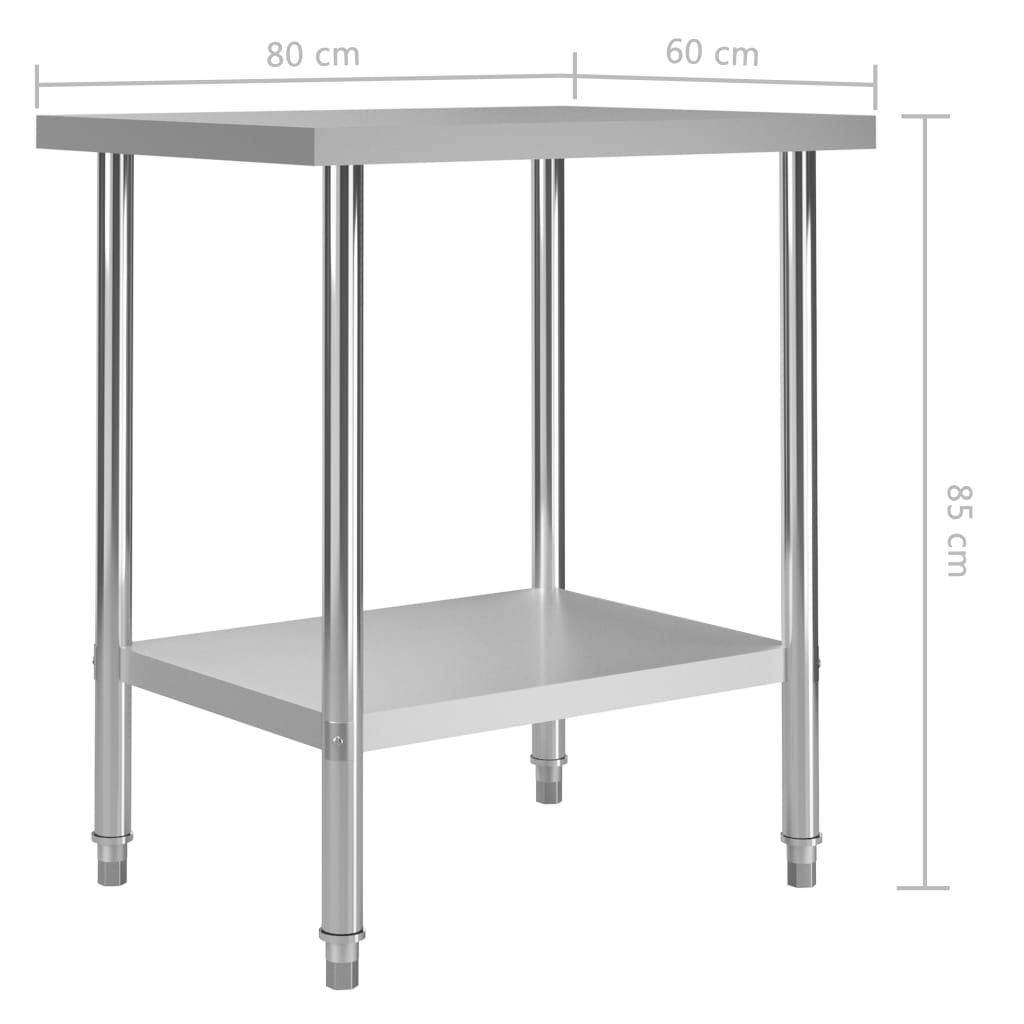 vidaXL Kitchen Work Table 31.5"x23.6"x33.5" Stainless Steel